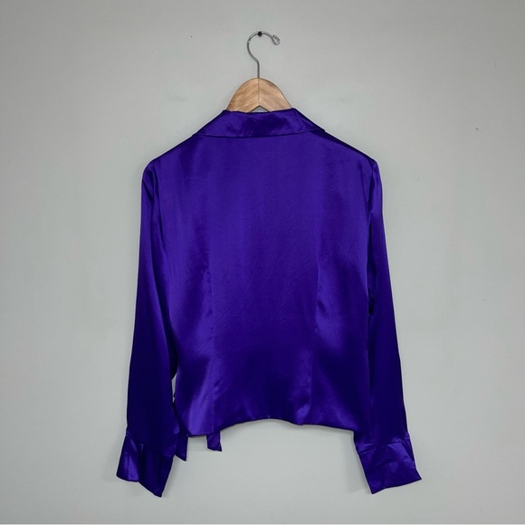 Spenser Jeremy Blouse Women’s Size 8 US Purple 100% Silk Vintage Wrap Style - Picture 5 of 10
